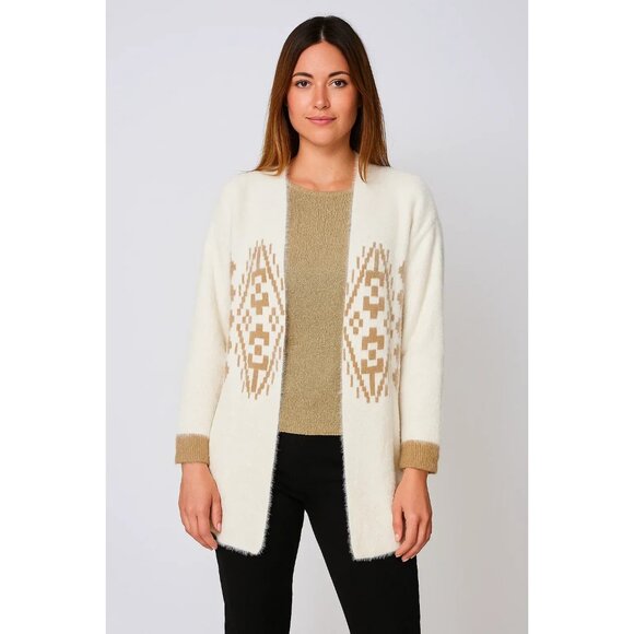 Love Stitch Merrilees Swimwear Lurex Detail Mohair Cardigan Ivory Medium NWT - Picture 1 of 10